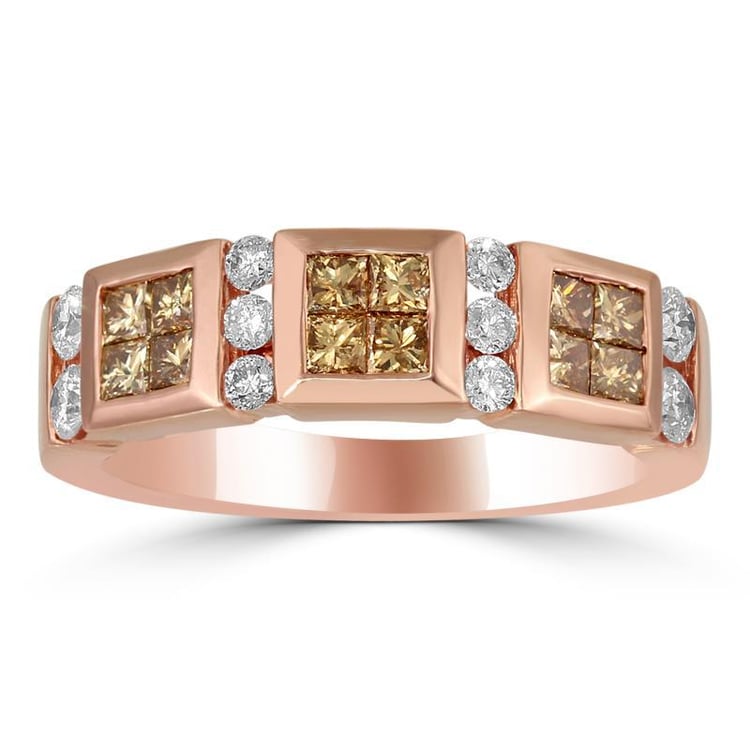 Zlatý prsteň s hnedými pprincess diamantmi Habon 10399