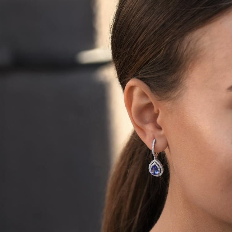 Náušnice s tanzanitmi a diamantmi 105067