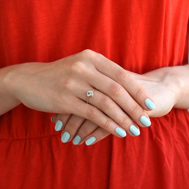 Akvamarínový prsteň s diamantmi zo žltého zlata 82113