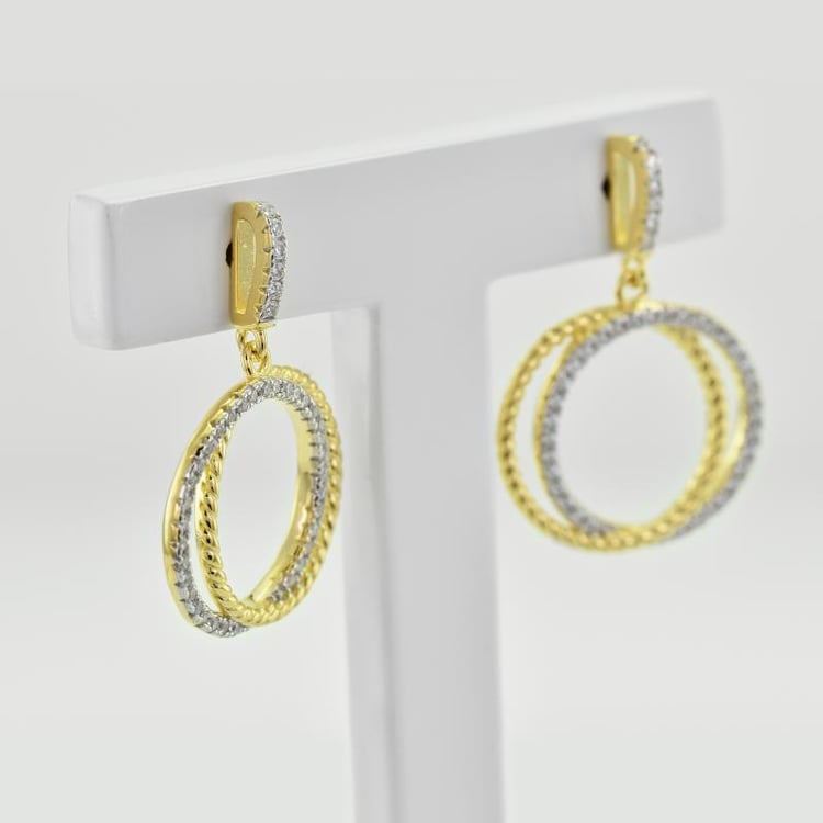 Strieborné pozlatené náušnice krúžky 35350