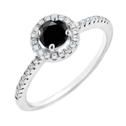 Halo prsteň s čiernym moissanitom a lab-grown diamantmi Kerau