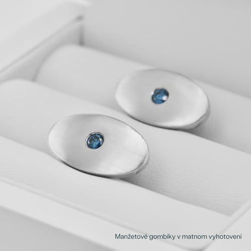 Zlaté manžetové gombíky s modrými diamantmi Adiel