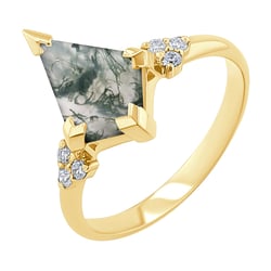 Jedinečný zásnubný prsteň s machovým achátom Floki