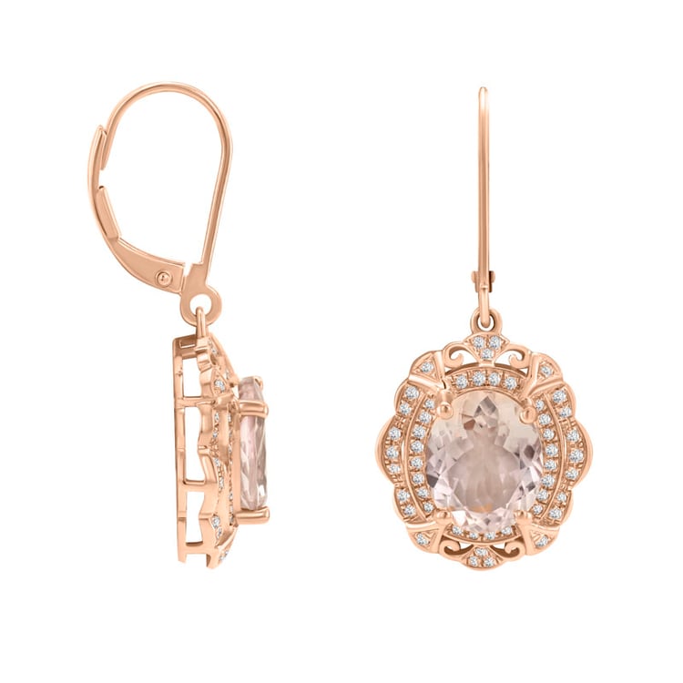 náušnice s morganitmi a diamantmi 32487