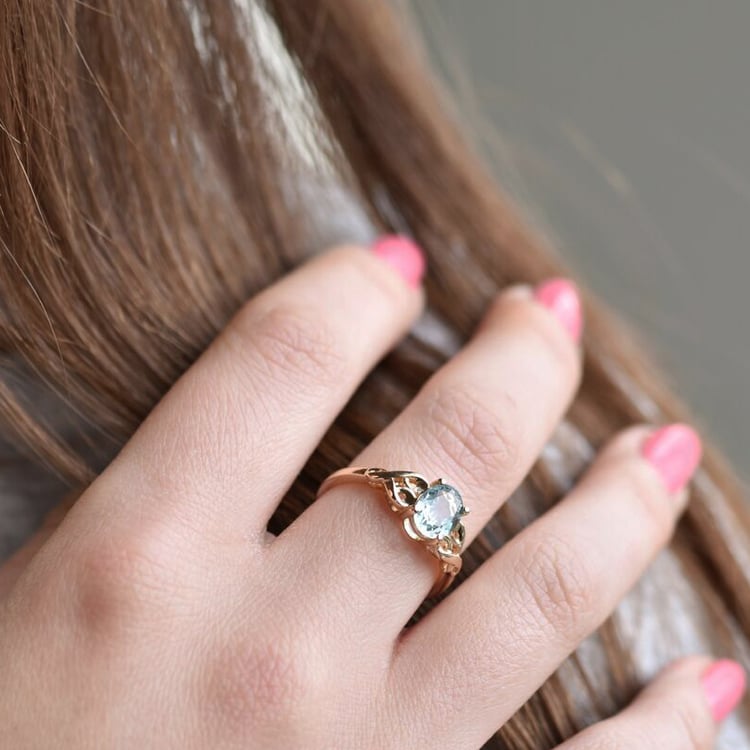 Prsteň zo zlata s akvamarínom 40861