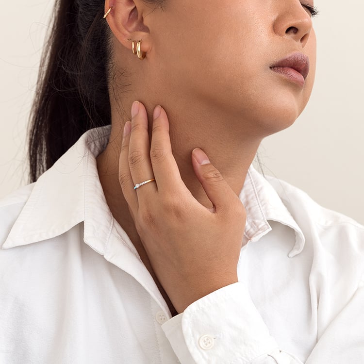 Modrý keramický prsteň s diamantmi Elissa 128483