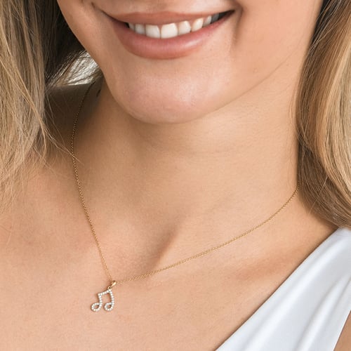 Zlatý prívesok s lab-grown diamantom v tvare noty Ariel