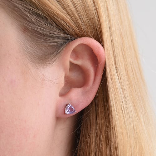 Minimalistické strieborné náušnice s fialovým ametystom Magni