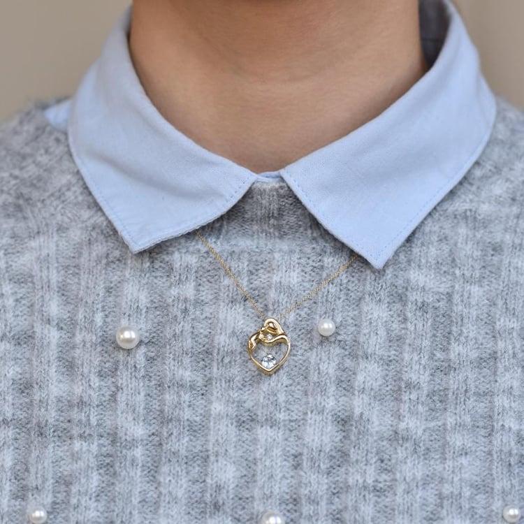 Akvamarínový prívěsok matka a dieťa s diamantom Ella 108846