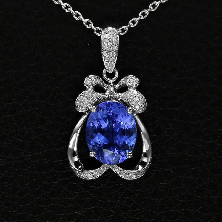 Zlatý náhrdelník s tanzanitom a diamantmi 5228