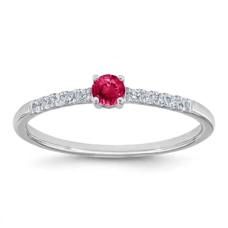 Strieborný prsteň s rubínom a bočnými lab-grown diamantmi Mikey 169421