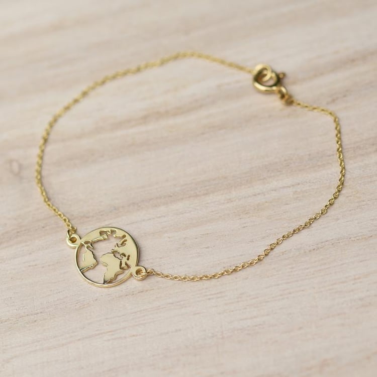 Náramok s mapou sveta zo zlata 46682