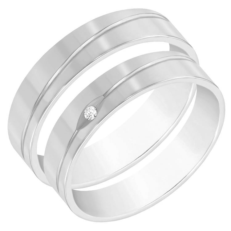 Ploché svadobné obrúčky zo zlata s diamontom Tesar 121830