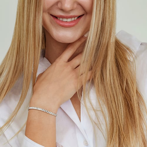 Zlatý tenisový náramok s lab-grown diamantmi Ida