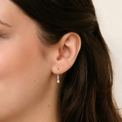 Zlaté visiací náušnice s 0.2ct lab-grown diamantom Sumaya