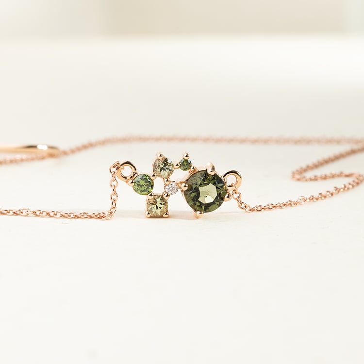 Set cluster šperkov s vltavínmi, zafírmi a diamantmi Zino 146784