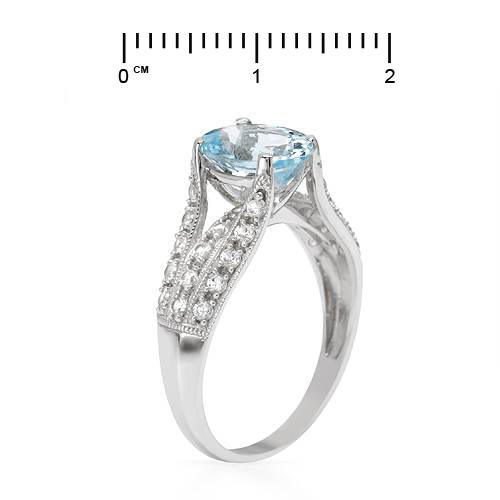 Zlatý prsteň s akvamarínom a zafírmi Clymene 53631