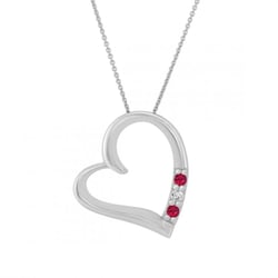 Zlatý prívesok srdce s rubínmi a diamantom Janey