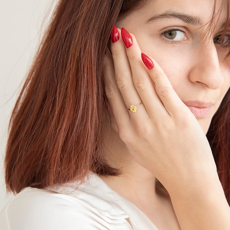 Halo prsteň s 0.32ct IGI certifikovaným žltým lab-grown diamantom Vicky 113210