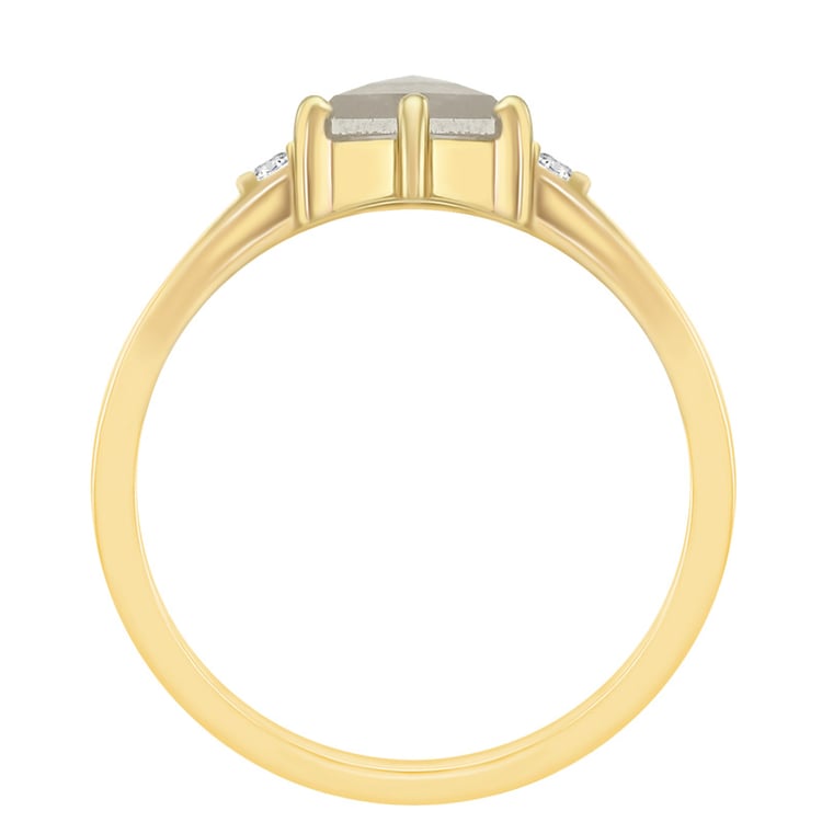 Prsteň so sivým hexagon diamantom 45749