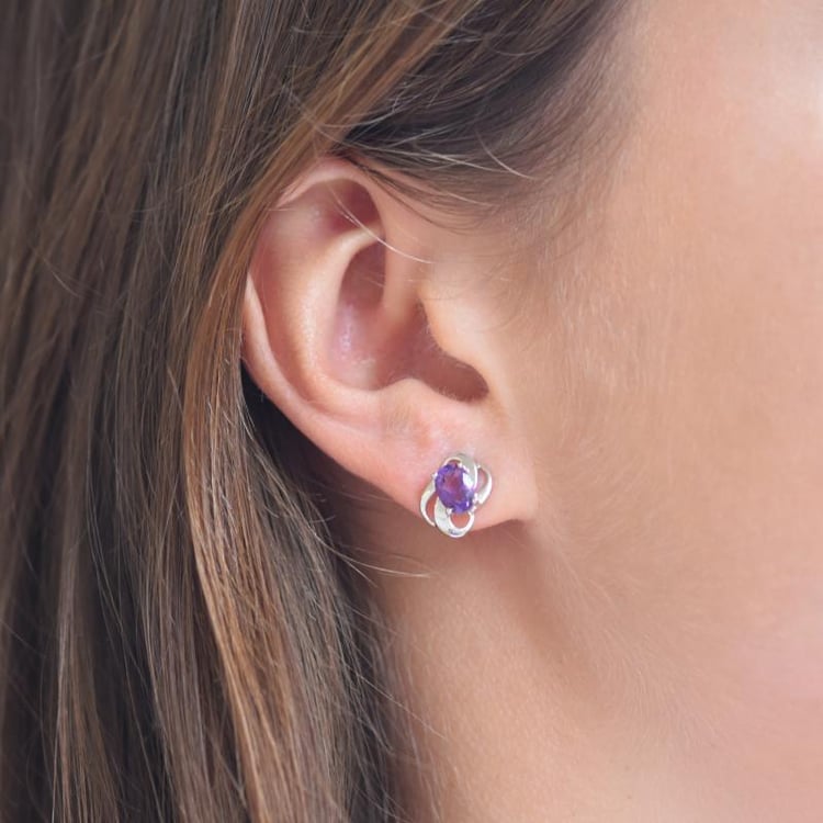 Ametystové strieborné náušnice 17715