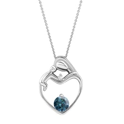 Platinový prívesok matka a dieťa s modrým a bielym diamantom Heli