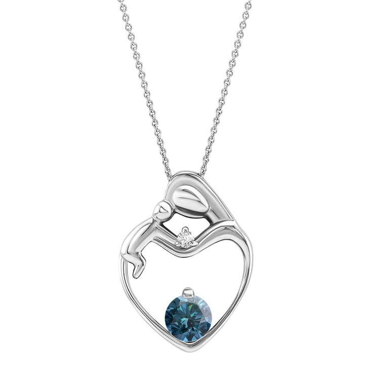 Platinový náhrdelník s modrým diamantom