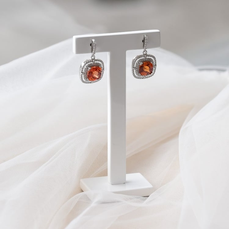 Padparadscha zafír vo strieborných naušniciach 65800