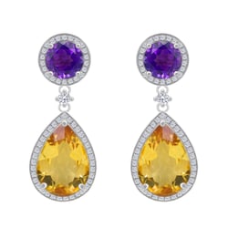 Náušnice s citrínmi a ametystmi Maurise
