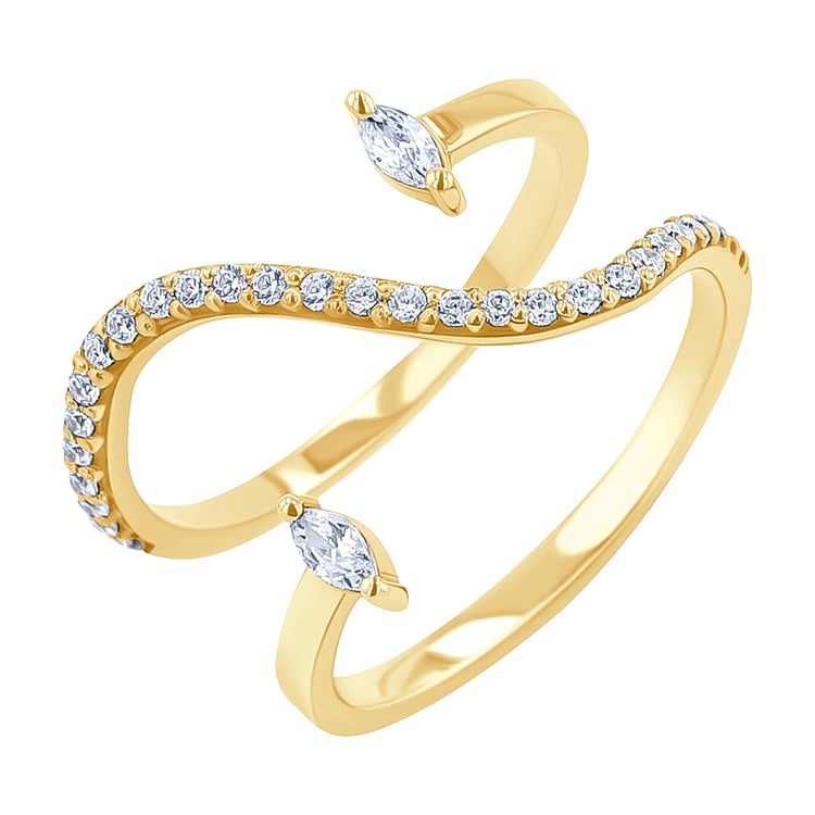 Atypický prsteň s moissanitmi Rishi 137120