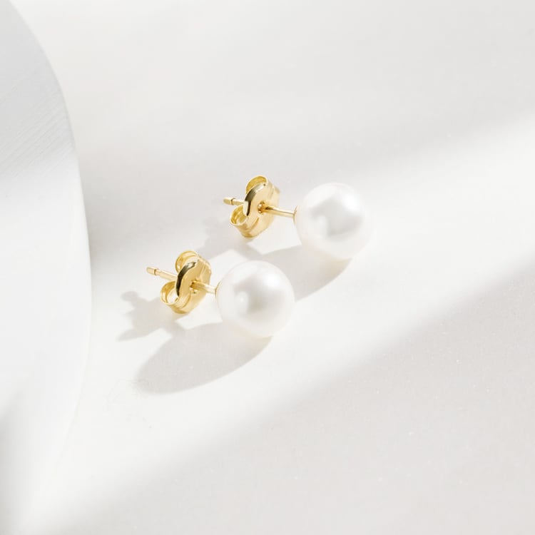 Perlové napichovacie náušnice zo 14k žltého zlata Abira 165676