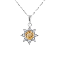 Strieborný prívesok s citrínom a zirkónmi v tvare hviezdy Korey