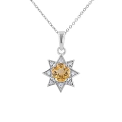 Strieborný prívesok s citrínom a zirkónmi v tvare hviezdy Korey