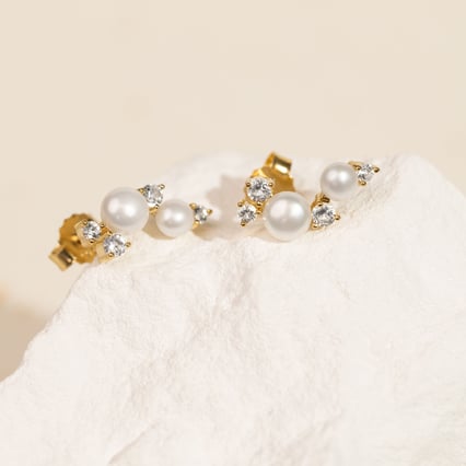 Strieborné perlové náušnice s bielym topásom Anita