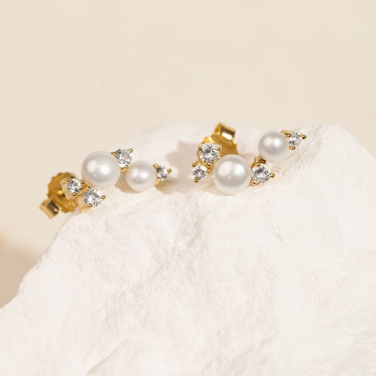 Strieborné perlové náušnice s bielym topásom Anita 163941