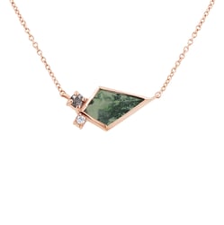 Náhrdelník s machovým achátom, diamantom a moissanitom Luca