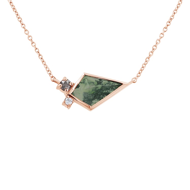 Náhrdelník s machovým achátom, diamantom a moissanitom Luca 135191