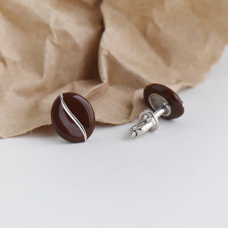 Strieborné náušnice kávové zrná 94408