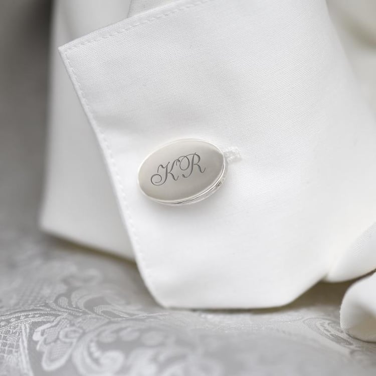 Oválne manžetové gombíky zo striebra s gravírom Stiggur 15173