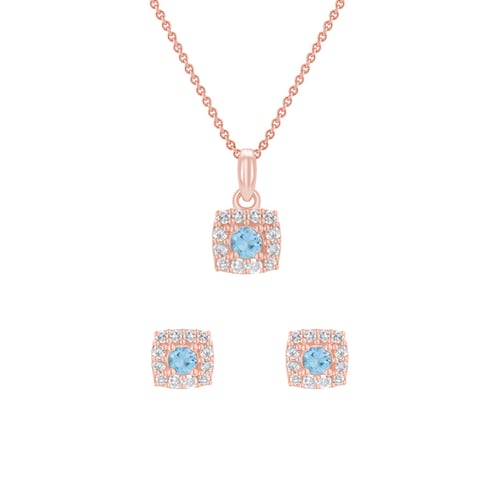 Akvamarínový zlatá set šperkov s diamantmi Shelby