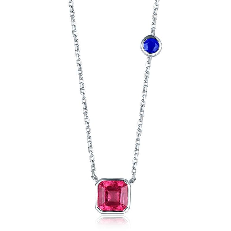 Zlatý náhrdelník s turmalínom a zafírom Rahi