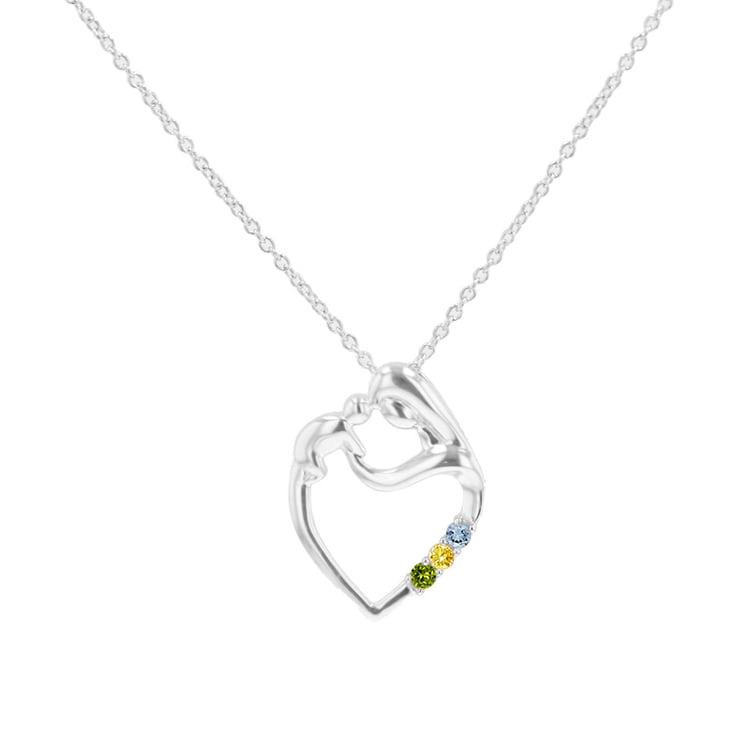 Strieborný prívesok matka a dieťa s drahokamami podľa vášho výberu Remy 119991