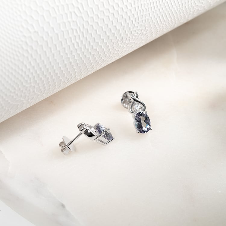 Strieborné náušnice so simulovanými alexandritmi Chappel 133298