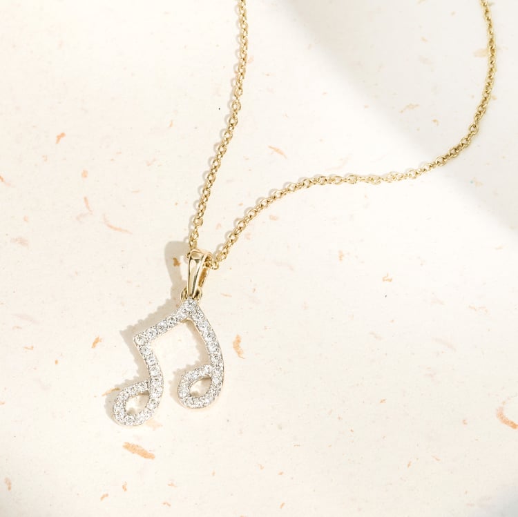 Zlatý prívesok s lab-grown diamantom v tvare noty 164908