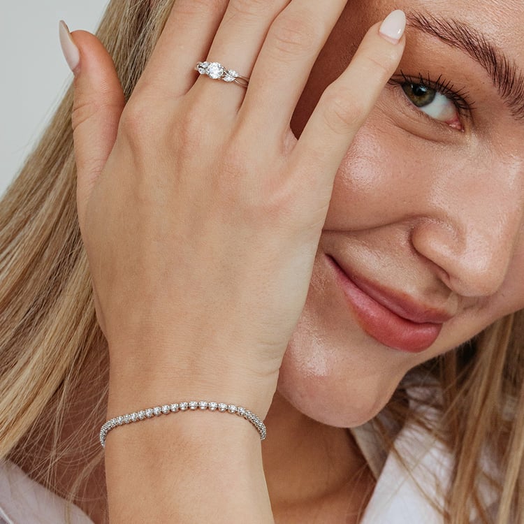 Zlatý tenisový náramok s lab-grown diamantmi Mia 162551