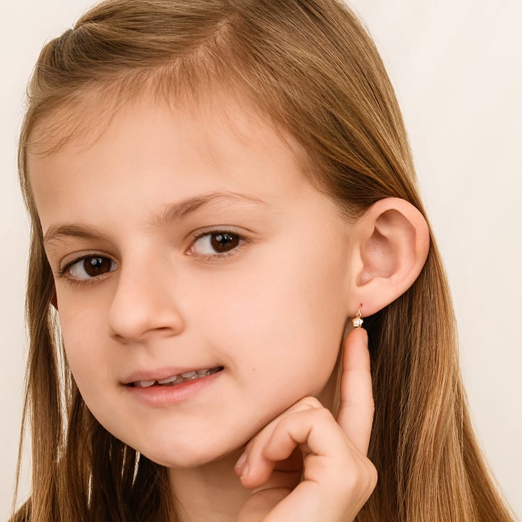 Zlaté detské náušnice s kvetinkou Lily 164345