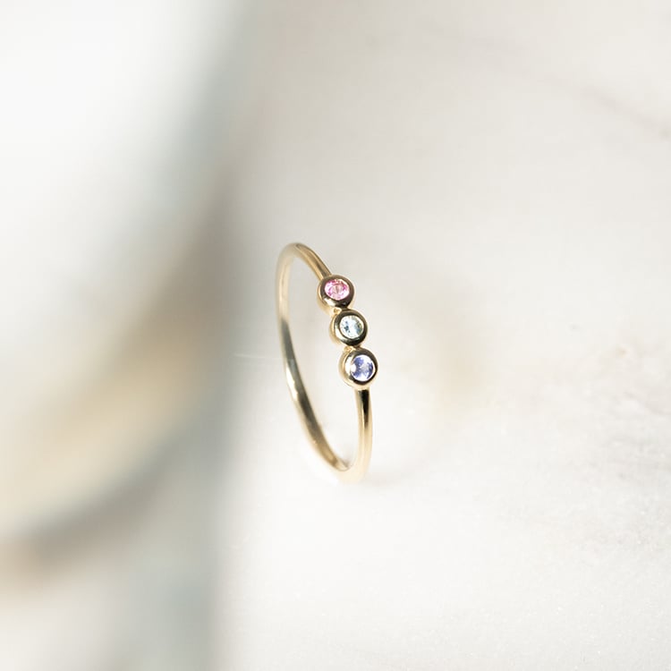 Zlatý prsteň s turmalínom, akvamarínom a tanzanitom Stenia 134393