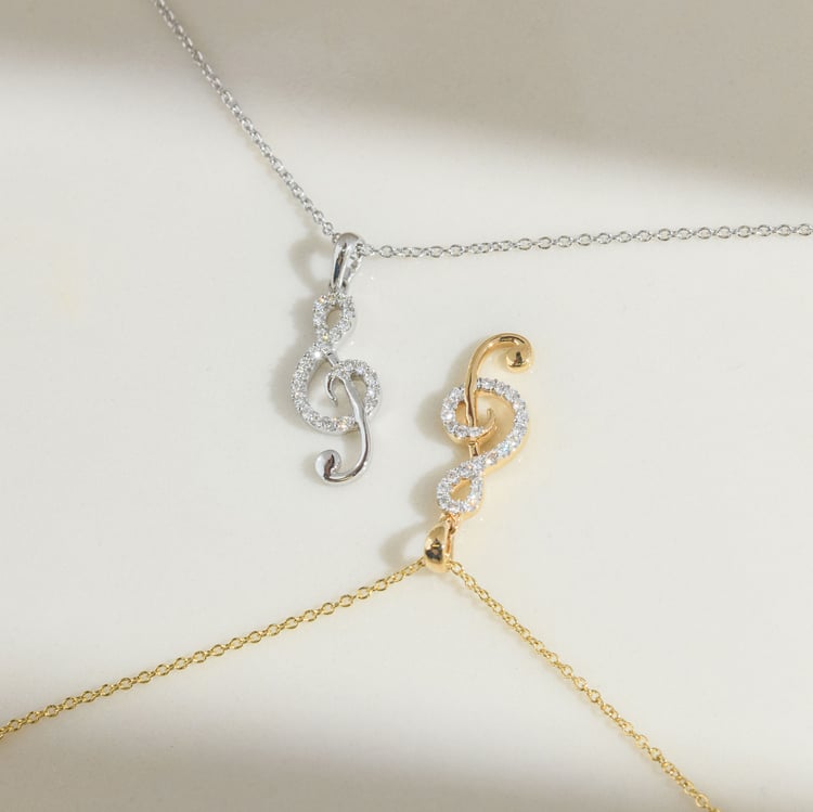 Zlatý prívesok s lab-grown diamantom v tvare husľového kľúča 164929