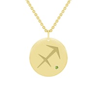 Zlatý prívesok so znamením a olivínom Strelec