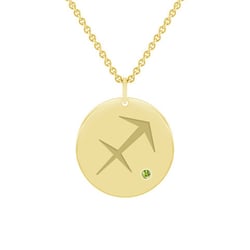 Zlatý prívesok so znamením a olivínom Strelec